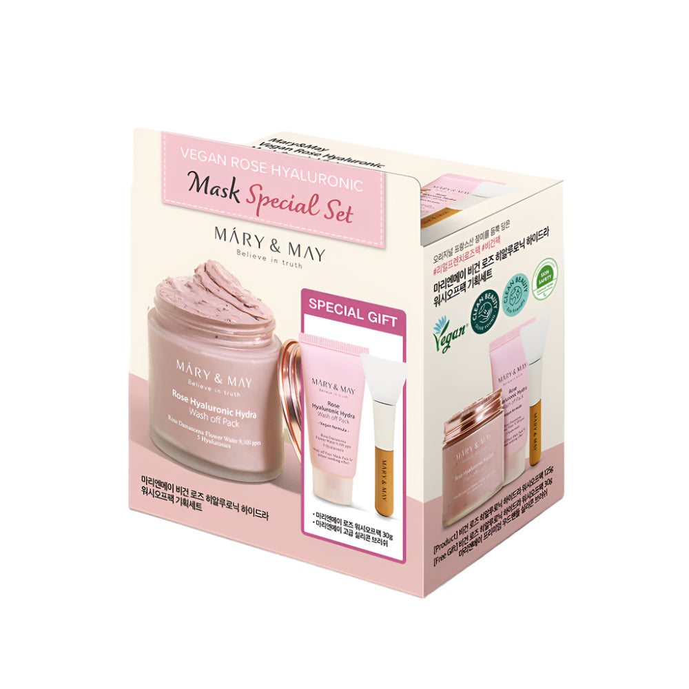 [MARY & MAY] Vegan Rose Hyaluronic Mask Special Set (125g+30g)